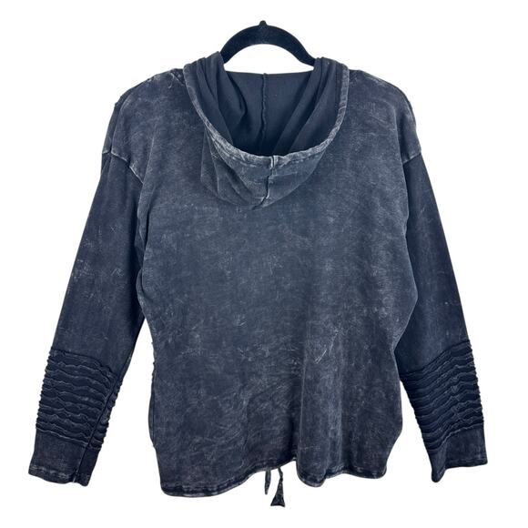 Rising International Cotton Black Floral Patchwork Hooded Zip Up Sweatshirt XL - Picture 2 of 7